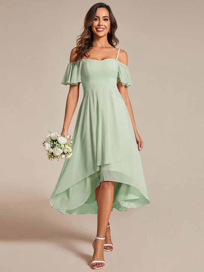 ever JORDANE|Spaghetti Strap Cold Shoulder Chiffon A-Line Midi Wedding Guest Dress