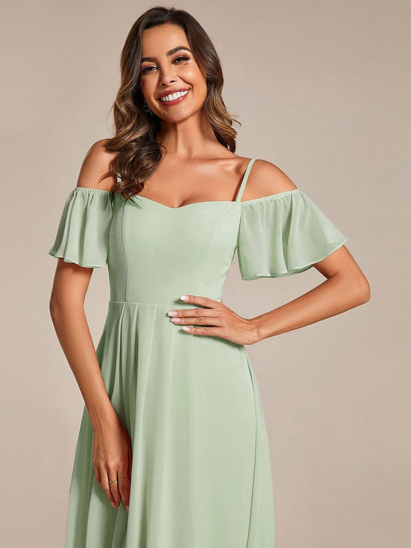 ever JORDANE|Spaghetti Strap Cold Shoulder Chiffon A-Line Midi Wedding Guest Dress