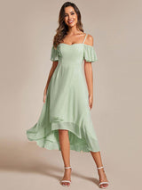 ever JORDANE|Spaghetti Strap Cold Shoulder Chiffon A-Line Midi Wedding Guest Dress