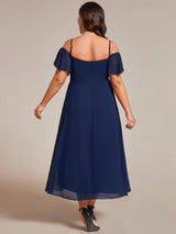 ever JORDANE|Spaghetti Strap Cold Shoulder Chiffon A-Line Midi Wedding Guest Dress