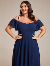 ever JORDANE|Spaghetti Strap Cold Shoulder Chiffon A-Line Midi Wedding Guest Dress