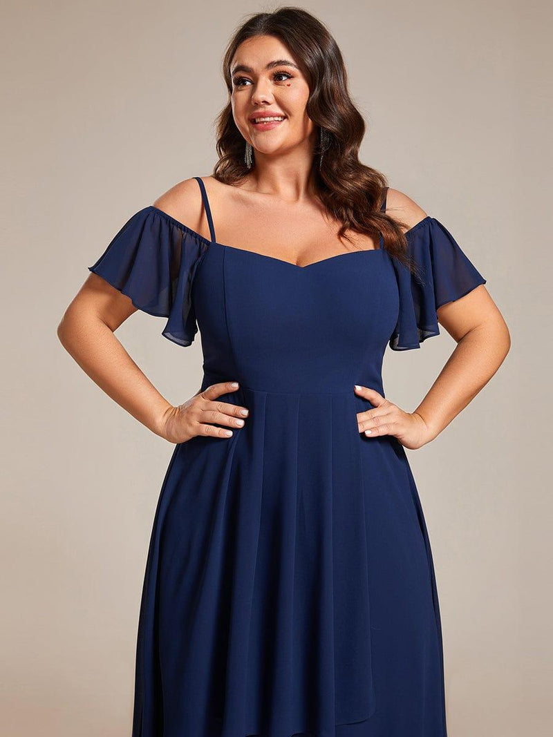 ever JORDANE|Spaghetti Strap Cold Shoulder Chiffon A-Line Midi Wedding Guest Dress