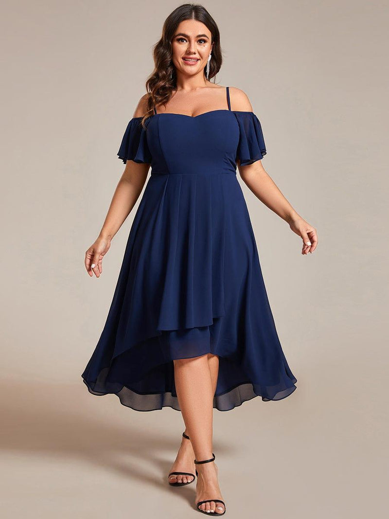 ever JORDANE|Spaghetti Strap Cold Shoulder Chiffon A-Line Midi Wedding Guest Dress