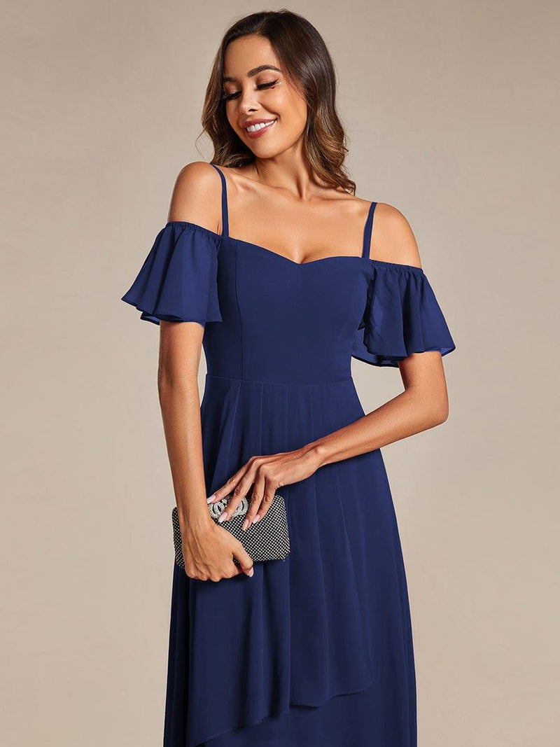 ever JORDANE|Spaghetti Strap Cold Shoulder Chiffon A-Line Midi Wedding Guest Dress