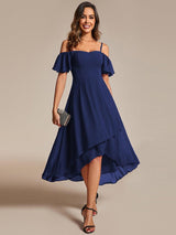 ever JORDANE|Spaghetti Strap Cold Shoulder Chiffon A-Line Midi Wedding Guest Dress