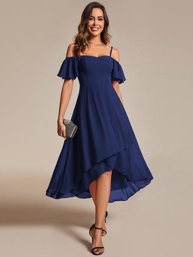 ever JORDANE|Spaghetti Strap Cold Shoulder Chiffon A-Line Midi Wedding Guest Dress