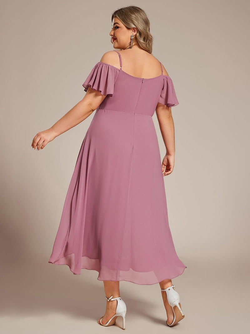 ever JORDANE|Spaghetti Strap Cold Shoulder Chiffon A-Line Midi Wedding Guest Dress
