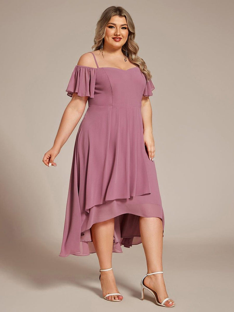 ever JORDANE|Spaghetti Strap Cold Shoulder Chiffon A-Line Midi Wedding Guest Dress