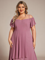 ever JORDANE|Spaghetti Strap Cold Shoulder Chiffon A-Line Midi Wedding Guest Dress