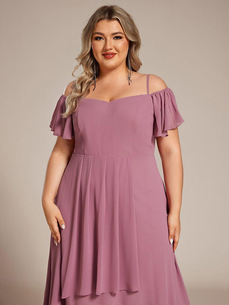 ever JORDANE|Spaghetti Strap Cold Shoulder Chiffon A-Line Midi Wedding Guest Dress