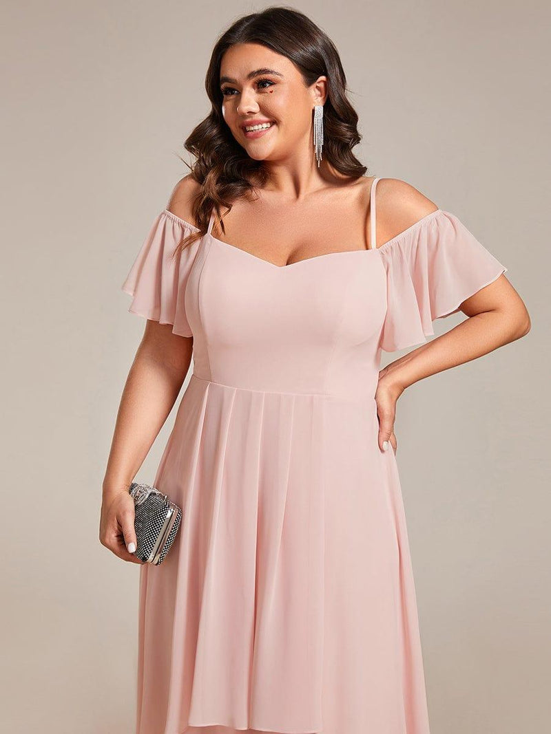 ever JORDANE|Spaghetti Strap Cold Shoulder Chiffon A-Line Midi Wedding Guest Dress