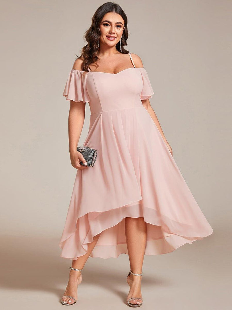ever JORDANE|Spaghetti Strap Cold Shoulder Chiffon A-Line Midi Wedding Guest Dress
