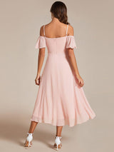 ever JORDANE|Spaghetti Strap Cold Shoulder Chiffon A-Line Midi Wedding Guest Dress