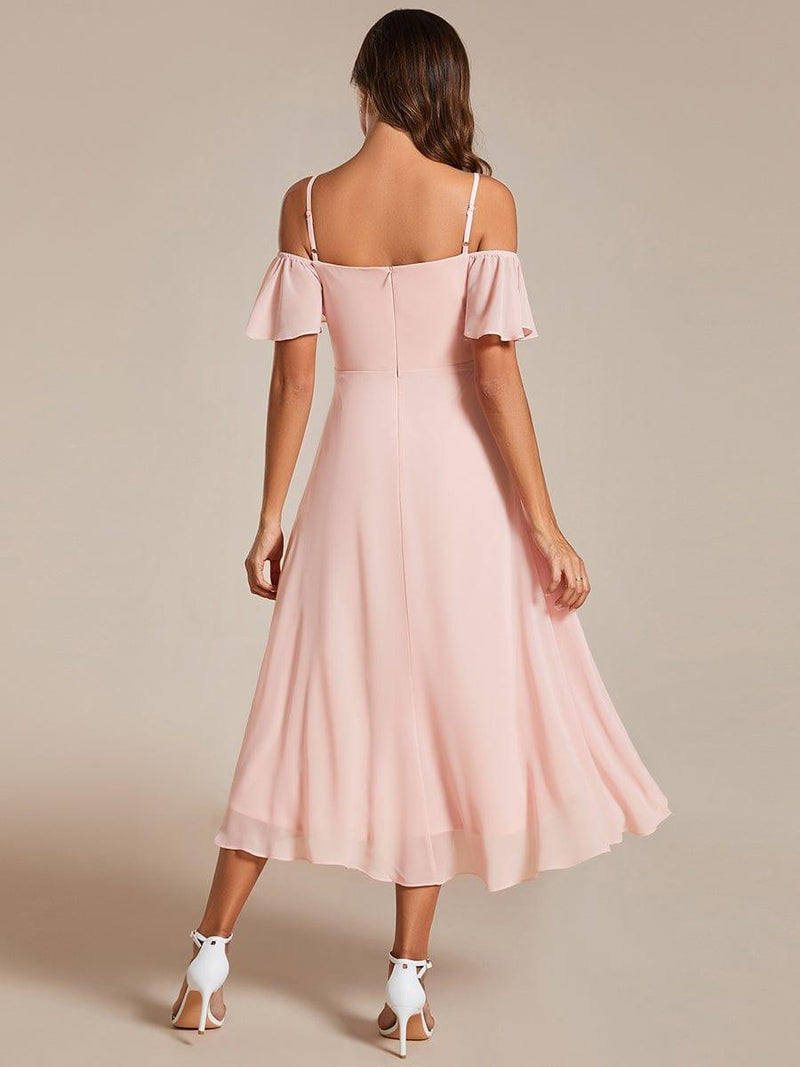 ever JORDANE|Spaghetti Strap Cold Shoulder Chiffon A-Line Midi Wedding Guest Dress