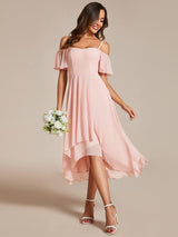 ever JORDANE|Spaghetti Strap Cold Shoulder Chiffon A-Line Midi Wedding Guest Dress