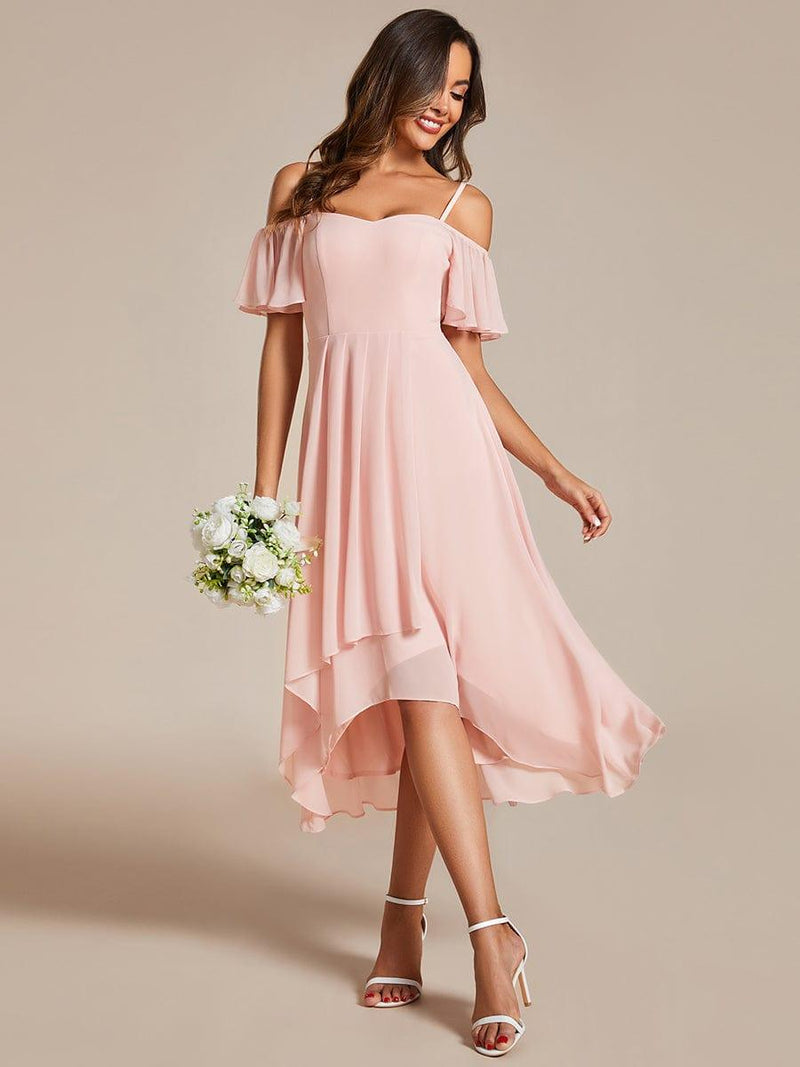 ever JORDANE|Spaghetti Strap Cold Shoulder Chiffon A-Line Midi Wedding Guest Dress