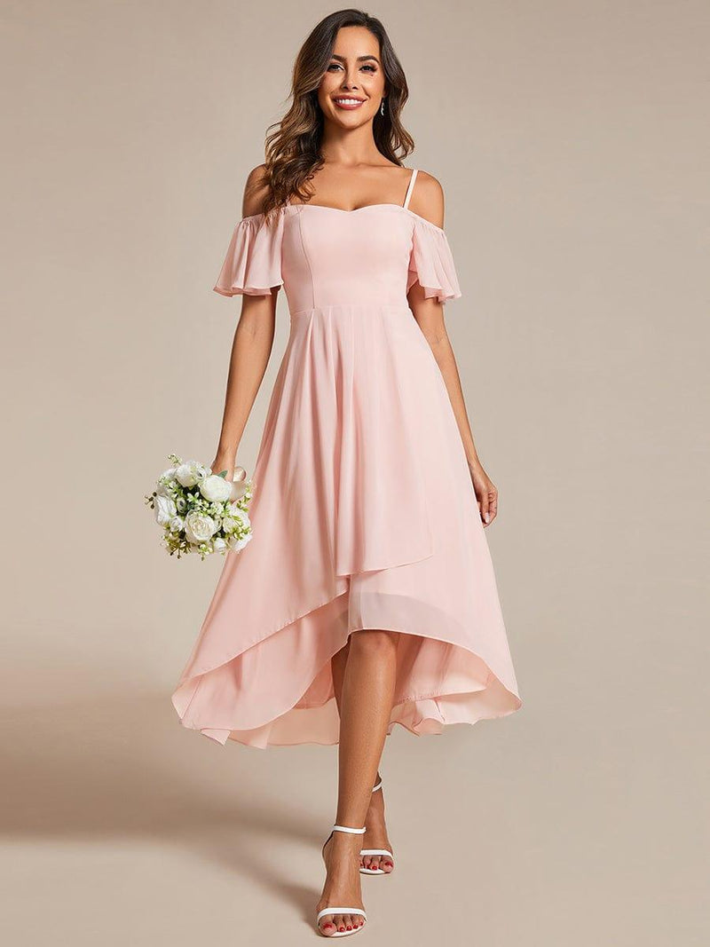 ever JORDANE|Spaghetti Strap Cold Shoulder Chiffon A-Line Midi Wedding Guest Dress