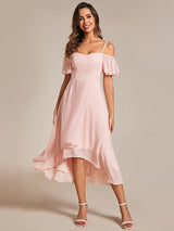 ever JORDANE|Spaghetti Strap Cold Shoulder Chiffon A-Line Midi Wedding Guest Dress