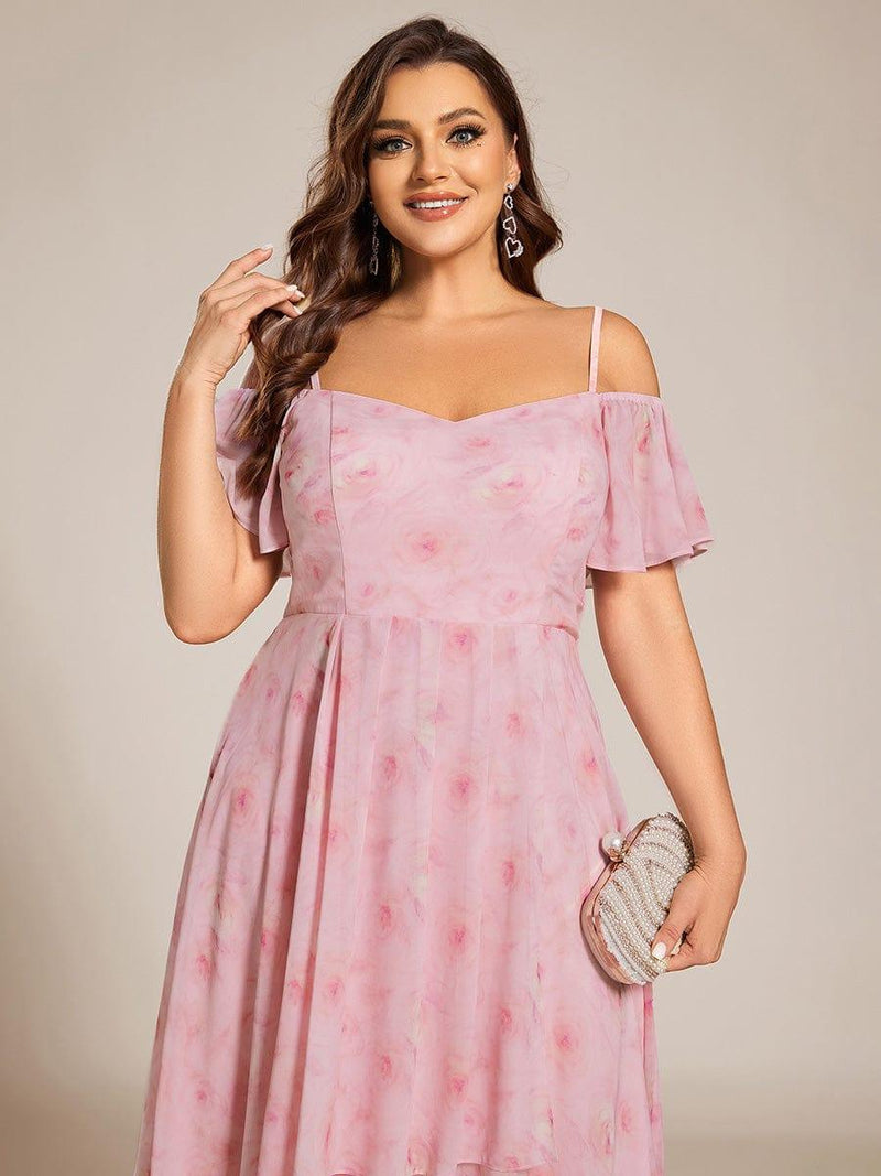 ever JORDANE|Spaghetti Strap Cold Shoulder Chiffon A-Line Midi Wedding Guest Dress