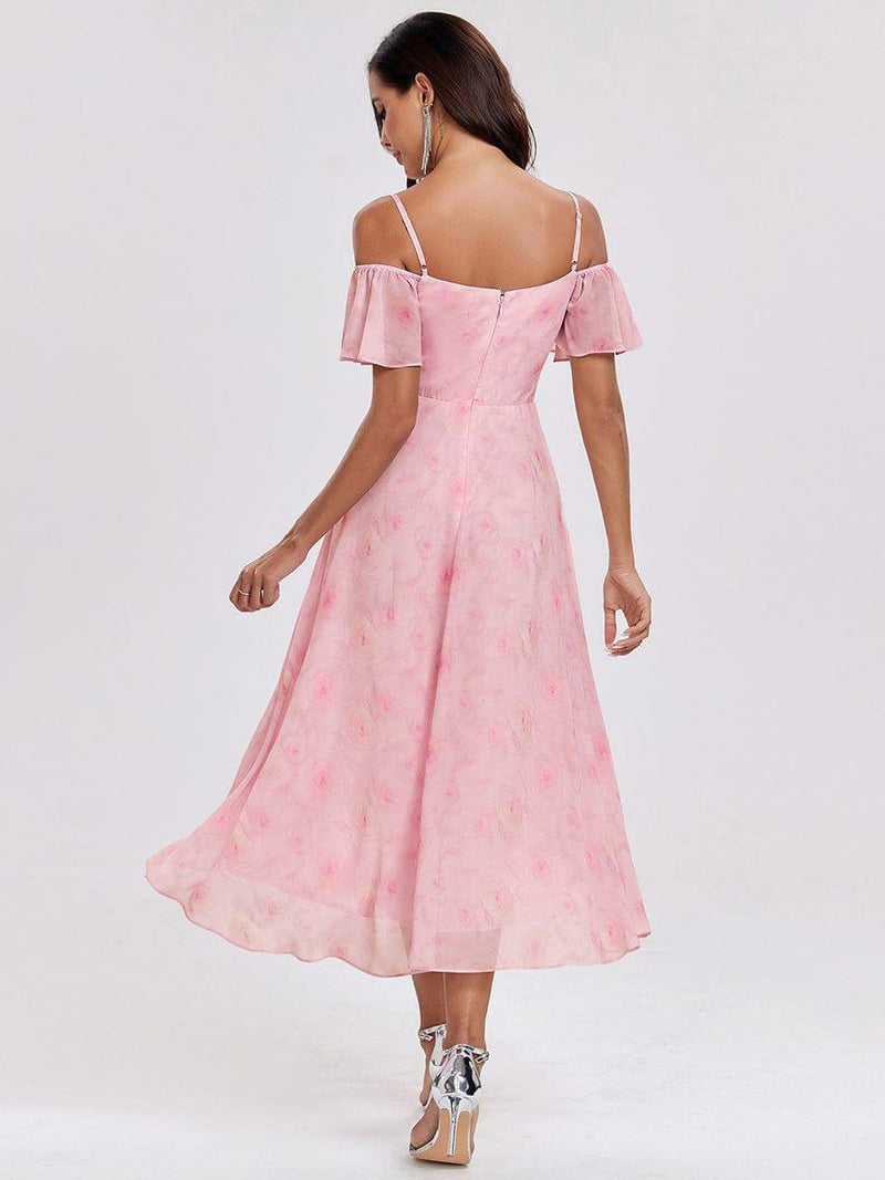 ever JORDANE|Spaghetti Strap Cold Shoulder Chiffon A-Line Midi Wedding Guest Dress