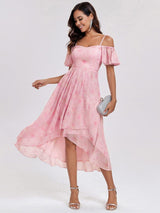 ever JORDANE|Spaghetti Strap Cold Shoulder Chiffon A-Line Midi Wedding Guest Dress