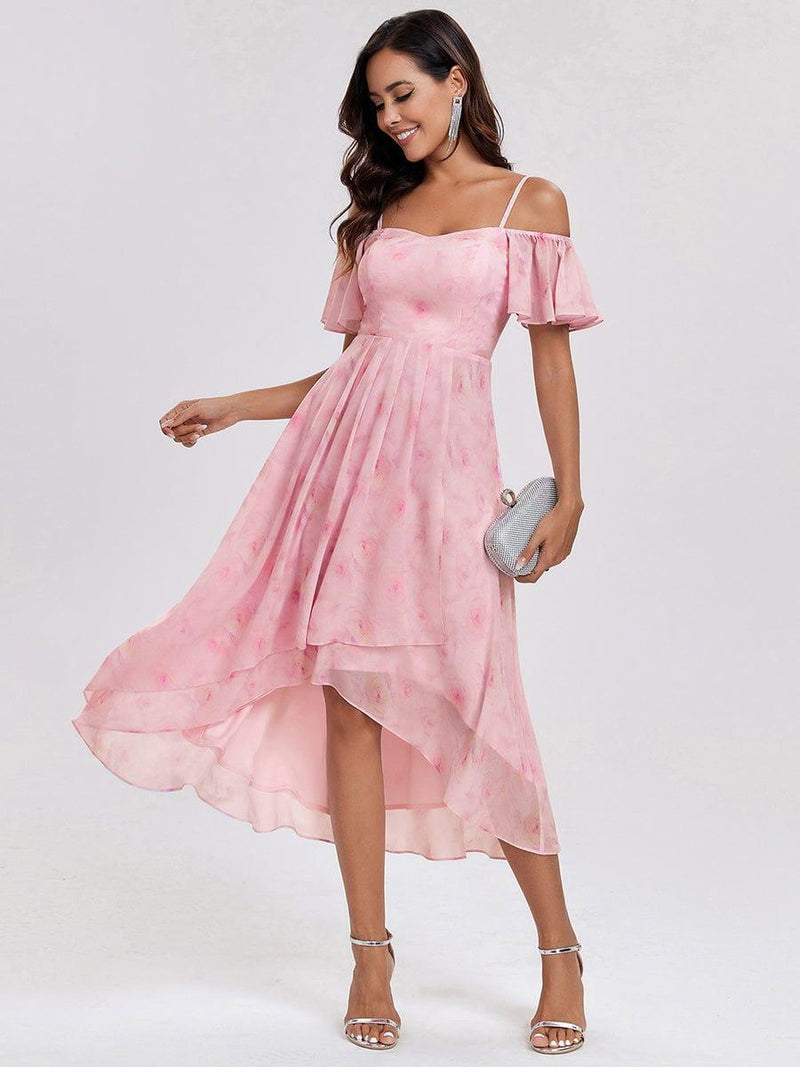 ever JORDANE|Spaghetti Strap Cold Shoulder Chiffon A-Line Midi Wedding Guest Dress