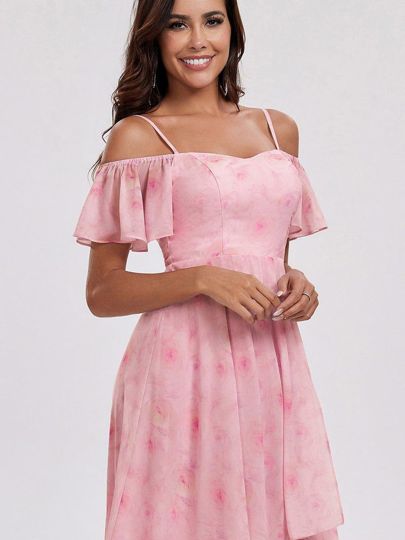 ever JORDANE|Spaghetti Strap Cold Shoulder Chiffon A-Line Midi Wedding Guest Dress