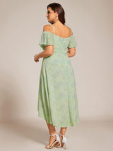ever JORDANE|Spaghetti Strap Cold Shoulder Chiffon A-Line Midi Wedding Guest Dress