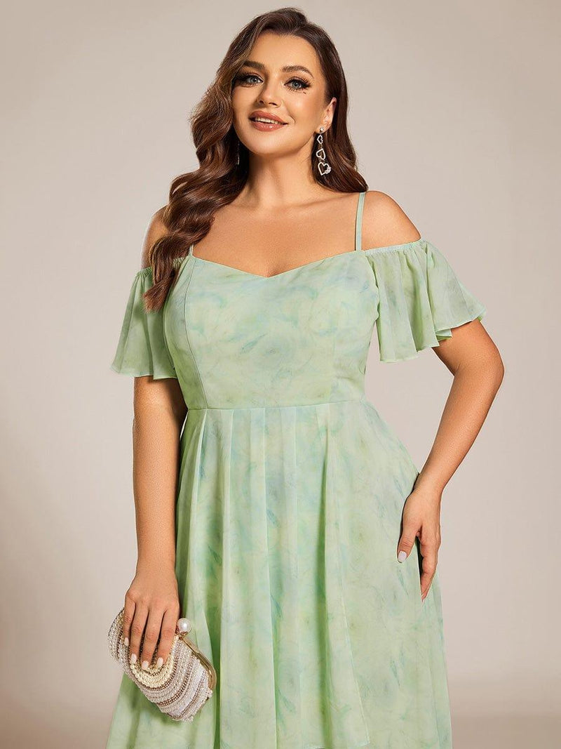 ever JORDANE|Spaghetti Strap Cold Shoulder Chiffon A-Line Midi Wedding Guest Dress