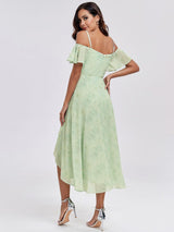 ever JORDANE|Spaghetti Strap Cold Shoulder Chiffon A-Line Midi Wedding Guest Dress