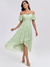 ever JORDANE|Spaghetti Strap Cold Shoulder Chiffon A-Line Midi Wedding Guest Dress