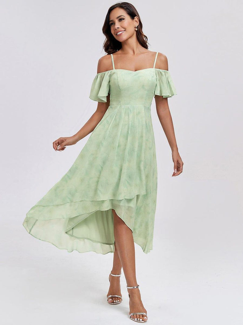 ever JORDANE|Spaghetti Strap Cold Shoulder Chiffon A-Line Midi Wedding Guest Dress