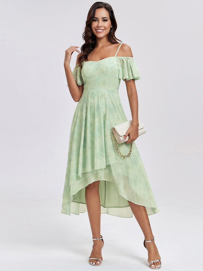 ever JORDANE|Spaghetti Strap Cold Shoulder Chiffon A-Line Midi Wedding Guest Dress