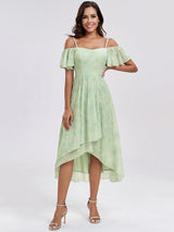 ever JORDANE|Spaghetti Strap Cold Shoulder Chiffon A-Line Midi Wedding Guest Dress