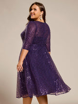 ever SIENNA|3/4 Sleeve Sparkly Sequin Round Neck Midi Wedding Guest Dress