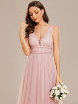 Vintage Sleeveless Lace Sheer Empire Waist A-Line Wedding Dress