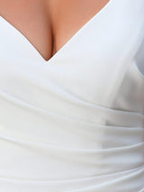ever ARDEN|Ruched Bodycon Deep V-Neck Sleeveless Simple Wedding Dress