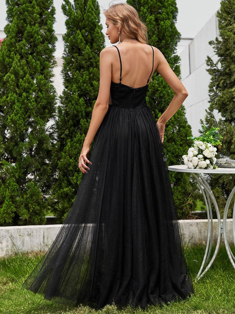 V-Neck A-Line Wedding Dress featuring Delicate Pearl Accents