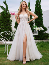 ESPÉRIS'S BRIDE|Strapless Corset See-Through Back Lace-Up A-Line Wedding Dress