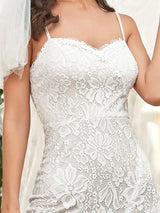 ORCELLA'S BRIDE|Spaghetti Strap Lace Backless Long Fishtail Wedding Dress