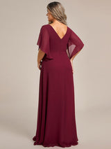 ever LORIE|Half Sleeves Top Applique Decoration Chiffon Mother of the Bride Dress