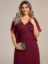 ever LORIE|Half Sleeves Top Applique Decoration Chiffon Mother of the Bride Dress