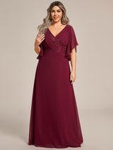 ever LORIE|Half Sleeves Top Applique Decoration Chiffon Mother of the Bride Dress