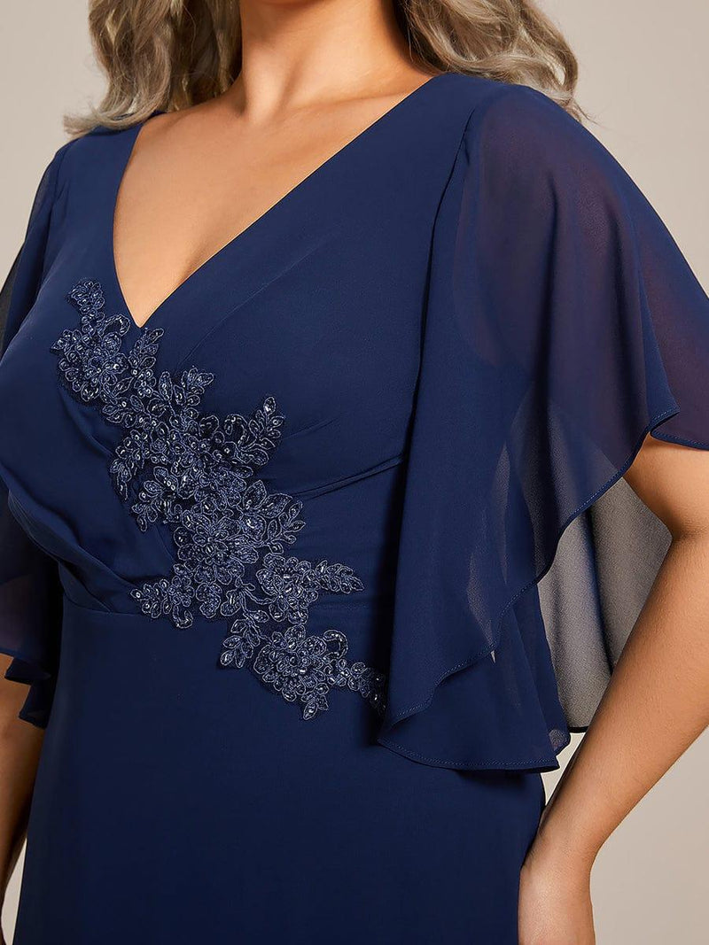 ever LORIE|Half Sleeves Top Applique Decoration Chiffon Mother of the Bride Dress