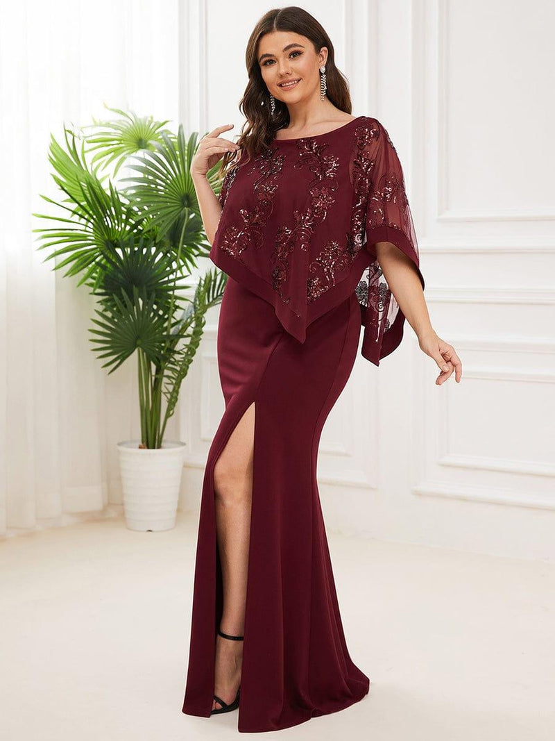ever CELINE|Lace Sequin Shirt Bodycon Floor-Length Mother DressZola