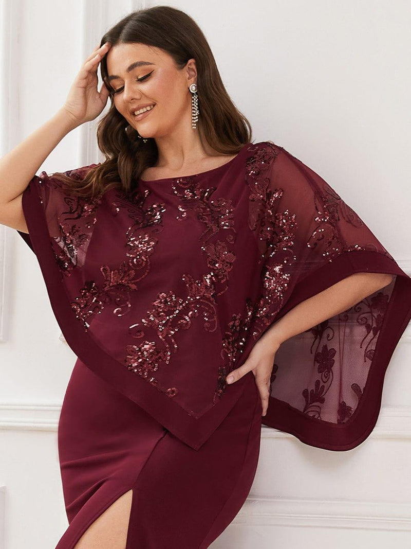 ever CELINE|Lace Sequin Shirt Bodycon Floor-Length Mother DressZola
