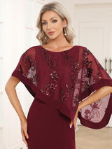 ever CELINE|Lace Sequin Shirt Bodycon Floor-Length Mother DressZola