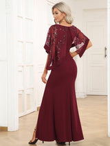 ever CELINE|Lace Sequin Shirt Bodycon Floor-Length Mother DressZola
