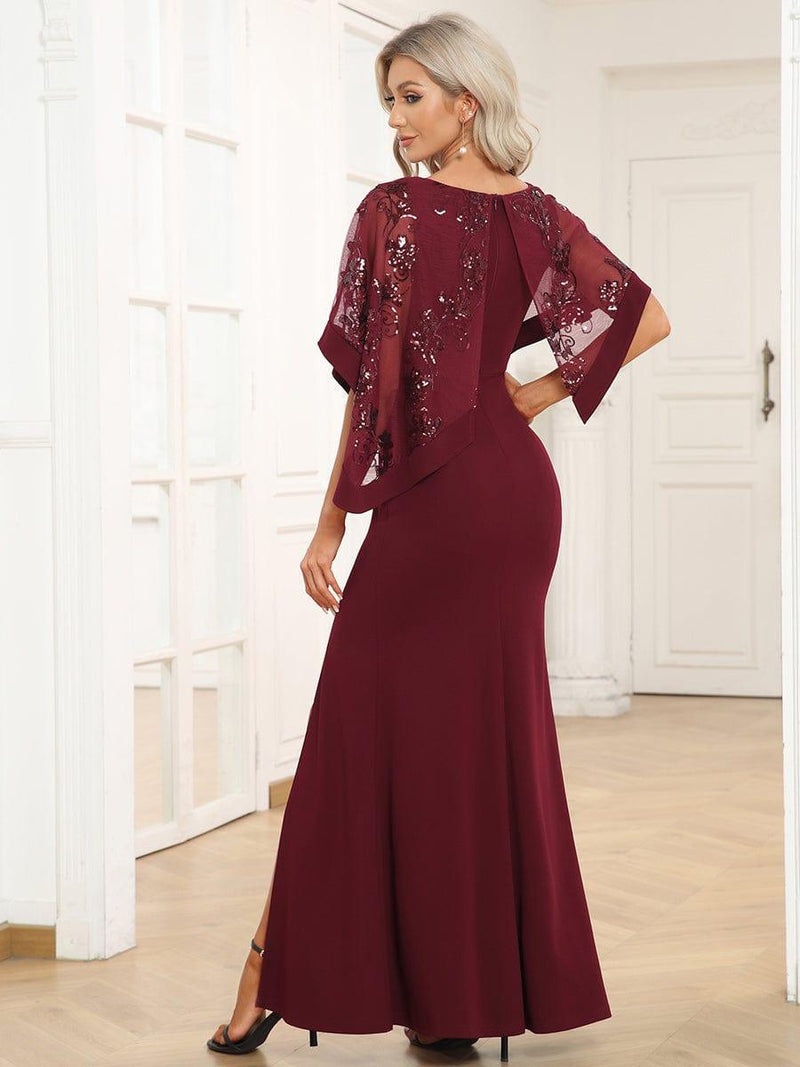 ever CELINE|Lace Sequin Shirt Bodycon Floor-Length Mother DressZola
