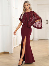 ever CELINE|Lace Sequin Shirt Bodycon Floor-Length Mother DressZola